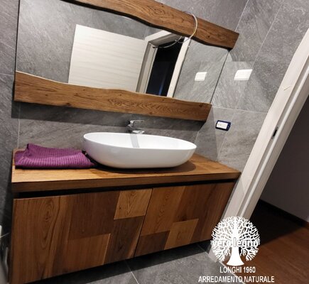mobile bagno in appoggio con ante legni masselli teak rovere noce